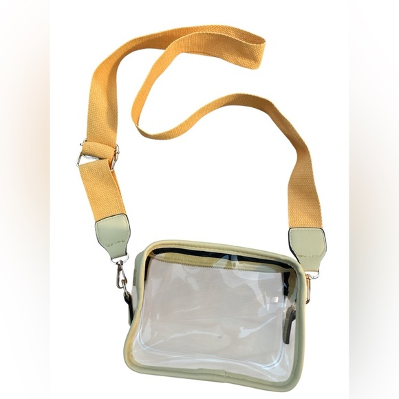 Clear Crossbody Stadium Bag with Yellow Strap NWOT - Picture 1 of 5